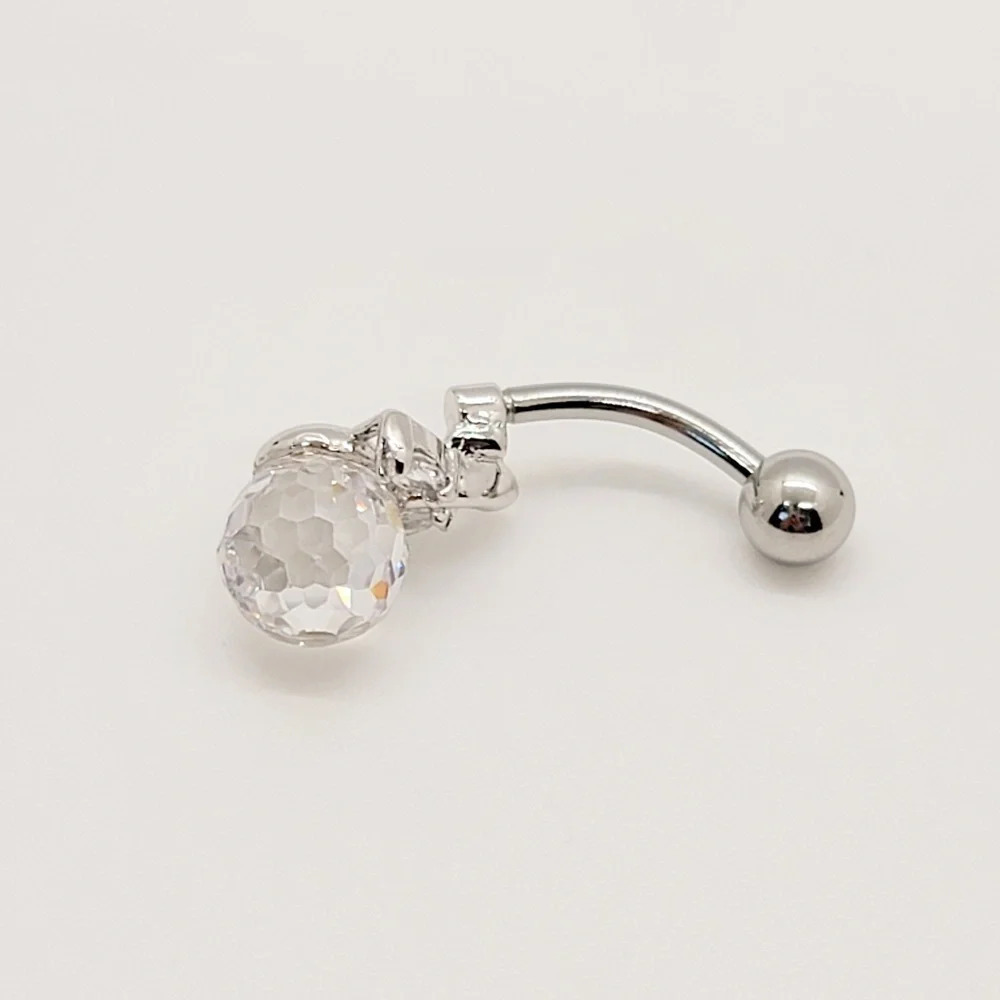NWOT Sterling Silver Crystal Belly Button Ring